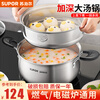 SUPOR soup pot 304 stainless steel thickened household milk pot, porridge pot, noodle pot, cooking pot, gas induction cooker stew pot, thickened version, steam grid + water monster spoon 24cm