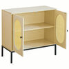 Dolonm modern PVC wood grain storage cabinet oval rattan door multi-functional wine cabinet storage