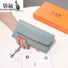 Kangaroo fashion diamond-encrusted leather wallet for women 2025 new style high-value design crocodile pattern cowhide banknote holder for mobile phone Valentine's Day birthday gift gift box packed with lucky yellow