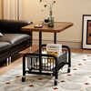 Quanxiang side table coffee table sofa side table living room trolley storage rack removable household simple small table BG-79 walnut color removable basket upgraded iron wheels