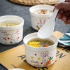 Aostar Soup Cup Set of Four Ceramic Stew Cups with Lid for Stewing Bird’s Nest Tonic and One-Server Household Liner Stew New Rabbit Series (4 Stew Cups with 4 Lids)