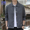 ROMON jacket men's autumn and winter suede jacket men's Korean style casual tops men's dark gray XL