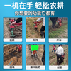 Crawler chain rail diesel micro-tillage trenching red bull loose soil farmland new mountain small red bull plowing 170 gasoline model + flip plow + furrow plow + hoe
