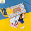Kuqi Kangaroo (KUQIDAISHU) Italian craft wallet for women, long cute fabric Korean style student outfit mobile phone key coin zero cute puppy (yellow)