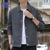 ROMON jacket men's autumn and winter suede jacket men's Korean style casual tops men's dark gray XL
