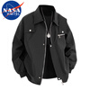 NASA MARVEL Jacket Men's Spring and Autumn Casual Young and Middle-aged Loose Lapel Breathable Long-Sleeved Jacket Top Black XL