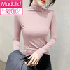 Modal half turtleneck bottoming shirt for women 2025 spring and autumn new slim fit inner solid color mask long-sleeved T-shirt women's thin top D56-black single piece L suitable for 109-120 pounds