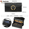 Woodpecker (TUCANO) Fashionable Crocodile Pattern Genuine Leather Long Flip Wallet Feminine 2025 New First Layer Cowhide Diamond Handbag Wallet Black - First Layer Cowhide High-end Gift Box Packaging