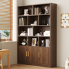 KULIN solid wood bookshelf bookcase floor-standing wall storage rack home living room with door 1.8 meters cabinet dark walnut color 100cm