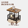 Quanxiang side table coffee table sofa side table living room trolley storage rack removable household simple small table BG-79 walnut color removable basket upgraded iron wheels