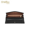 Goldlion 25 New Genuine Leather Woven Light Luxury Design Women's Long Wallet Large Capacity Card Holder Coin Purse Trendy Black