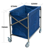 Linen cart folding stainless steel collection trolley cleaning room entrance cart hotel room service cart work cart blue
