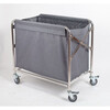 Linen cart folding stainless steel collection trolley cleaning room entrance cart hotel room service cart work cart blue