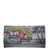 Anna by Anuschka Hand Painted Women's Genuine Leather Women's Checkbook Clutch Happy Camper One Size