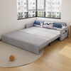 Aunolan sofa bed dual-purpose Nordic simple small apartment multi-functional foldable storage retractable fabric bed outer diameter 2.0 meters skin-friendly cotton and linen + storage high-density sponge type