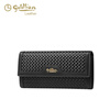 Goldlion 25 New Genuine Leather Woven Light Luxury Design Women's Long Wallet Large Capacity Card Holder Coin Purse Trendy Black
