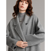 ELLE Sheep Wool Alpaca Double-sided Woolen Coat Women's 2025 Winter New Elegant Suit Collar Woolen Coat Medium Gray S