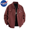 NASA MARVEL Jacket Men's Spring and Autumn Casual Young and Middle-aged Loose Lapel Breathable Long-Sleeved Jacket Top Black XL
