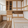 Shenyi children's room platform box bed bookcase wardrobe log furniture design whole house custom tatami upper bed and lower cabinets