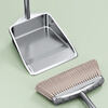 Deqi broom and dustpan set, stainless steel garbage shovel, enlarged dustpan and broom combination set, thickened dustpan + broom