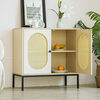 Dolonm modern PVC wood grain storage cabinet oval rattan door multi-functional wine cabinet storage