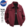 NASA MARVEL Jacket Men's Spring and Autumn Casual Young and Middle-aged Loose Lapel Breathable Long-Sleeved Jacket Top Black XL