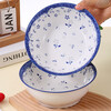 Traditional ceramic old-fashioned retro household Chinese-style ceramic underglaze color retro small blue flower 7.8-inch soup basin 2 pack