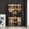 New solid wood wine cabinet living room wall display cabinet home light luxury high-end modern simple glass door small bookcase J type 0.8 meters walnut color with light delivery and installation included