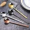 Fat Donglai's same coffee spoon stirring spoon 304 stainless steel small spoon golden small round spoon bird's nest spoon honey 410 15 cm small round spoon true color