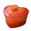 Cool color (Le Creuset) French cool color LeCreuset creative heart-shaped baking jar ceramic jar with lid baking bowl household water-proof stew pot stew pot with lid heart-shaped baking jar orange