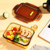 Demas heat-resistant glass crisper microwave lunch box office worker lunch box 3 compartments 1020+700+400+bags+tableware