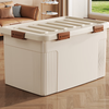 Younai storage box large capacity clothing storage box thickened moving box quilt storage box household extra large plastic pulley super giant cream white 84*60.5*51cm 6 buckles 8 wheels