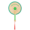 TaTanice hand-made cattail fan, straw woven round fan, embroidered hand-operated lightweight small cattail fan, straw woven sunflower green