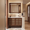 Sibai 2025 new style antique rattan bathroom cabinet combination ceramic integrated basin bathroom washbasin washbasin oak solid color smart mirror cabinet 1.0 meters