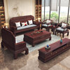 Jinge Home Solid Wood Sofa Purple Gold Sandalwood Sofa Living Room Solid Wood Sofa Chinese Antique Carved Sofa Winter and Summer Sofa 1+1+3+Coffee Table+Square Table+TV Cabinet