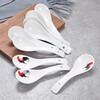 Blue color pure white small spoon restaurant hotel hotel special curved spoon ceramic spoon commercial thickened three curved spoon two needle spoon three curved spoon 1 piece set