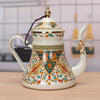 OEMG Russia imported 1.2L enamel milk kettle oil kettle vinegar pot coffee pot tea cold kettle enamel flower teapot 1.2L waist kettle (Russian flower) with filter