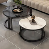 Gupujia coffee table living room small apartment modern simple slate light luxury glass round hospitality tea table balcony small side table