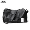 Slazenger large-capacity PU leather shoulder bag crossbody bag men's sports fitness bag dry and wet separate portable luggage bag New Year gift