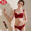 LangSha (LangSha) zodiac year large size ultra-thin bra set red underwear feminine big breasts show small lace temptation sweet bra wine red extraordinary elegant style 95C 42/