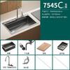 TOTO left drainage household sink 304 stainless steel under-counter washbasin millet honeycomb gun gray large single tank thickened 5MM left row C1-7545