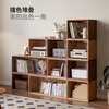 Genji Muyu solid wood lattice cabinet floor-standing bookshelf study storage display cabinet living room partition cabinet 0.45 meters oak wood color
