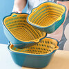 MiHangshu kitchen drain basket, vegetable basin, fruit and vegetable basket, vegetable basket, storage basin, double-layer drain basket, vegetable basin, 8-piece set, extra large + large + medium + small, blue and yellow two colors