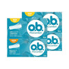 O.b. Built-in tampons, unscented, finger-in tampons, leak-proof, normal flow, 16 pcs, 2 boxes, large flow, 16 pcs, 2 boxes