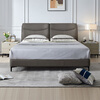 Mousse Leather Bed Modern Simple Master Bedroom King Bed Double Bed Soft Cover Full Leather Bed Dark Beige 1.8*2 Meters