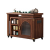 Small wooden nest tea table black walnut tea table rotating tea table solid wood foldable trolley removable tea cabinet rotating tea table with kettle assembly