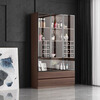 New solid wood wine cabinet living room wall display cabinet home light luxury high-end modern simple glass door small bookcase J type 0.8 meters walnut color with light delivery and installation included