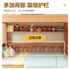 Rongjiang rubber wood bunk bed, pure solid wood bunk bed, high and low bed, bunk bed for boys and girls, children's bed, double bed, ladder type + 5CM coconut palm mattress*2 1350mm*2000mm, upgraded and thickened