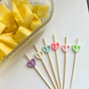 An Junsheng disposable fruit picks for children, cute bamboo picks, burgers, desserts, creative toothpicks, candied haws cocktails, 12cm hollow hearts, 100 pieces