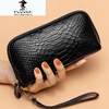 PLOVER genuine leather wallet women's long 2025 new temperament clutch bag crocodile pattern first layer cowhide mobile phone zipper bag clutch black